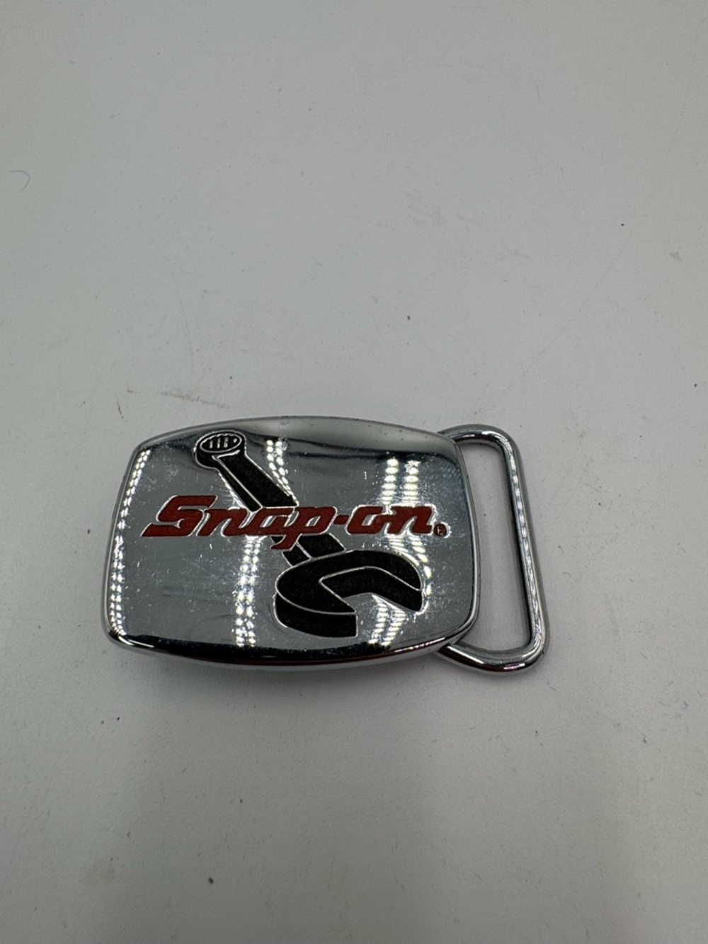 Vintage Snap On Belt Buckle Chrome Solid Brass USA SPP 645 Mechanics